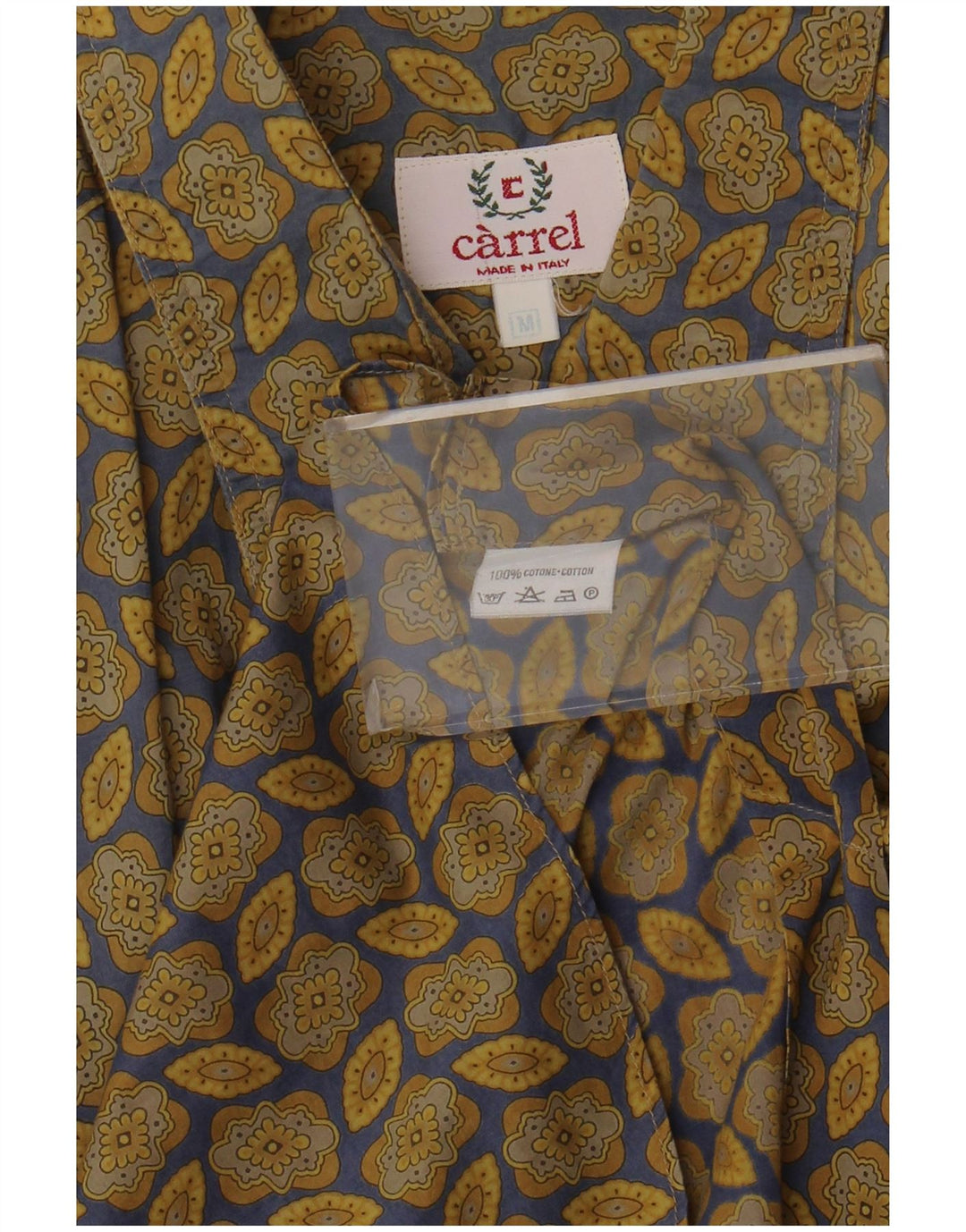 Męska koszula z krótkim rękawem Carrel, średnia khaki, bawełna w kwiaty