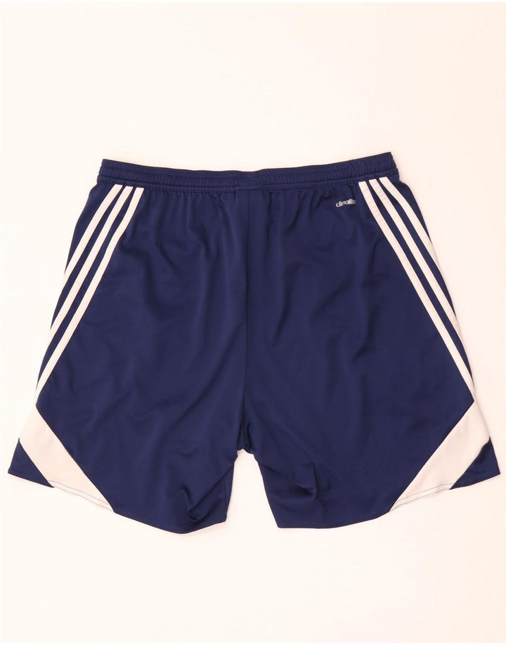 Męskie spodenki sportowe Adidas Climalite, duże, granatowe, z blokami kolorów, poliestrowe