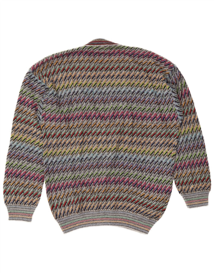 Sweter męski w stylu vintage IT 50, średniej wielkości, wielobarwny, bawełniany jodełka