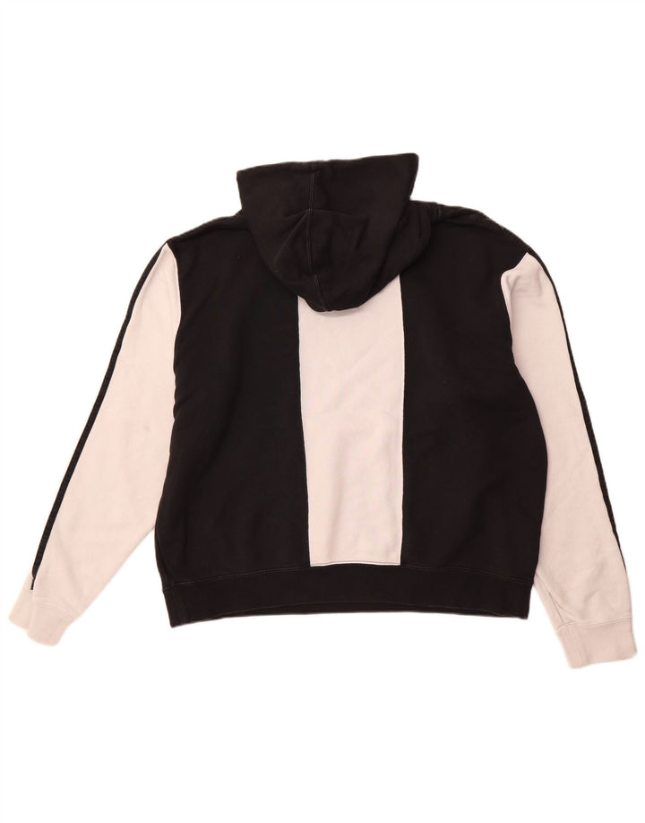 Męski sweter z kapturem ADIDAS z grafiką, duży, czarny, bawełniany z blokami kolorów