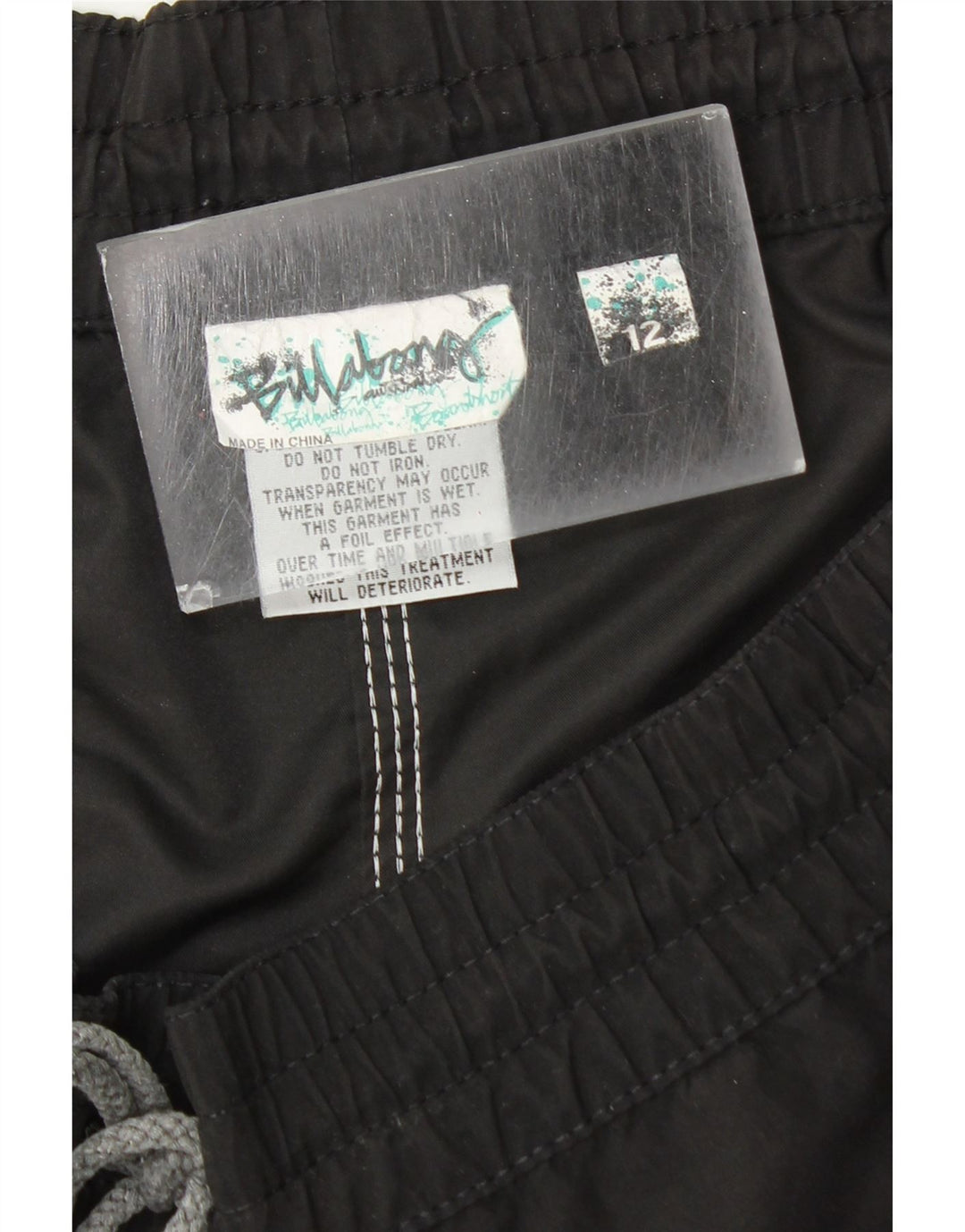 Damskie spodenki kąpielowe BILLABONG z grafiką US 12, duże, czarne, poliestrowe