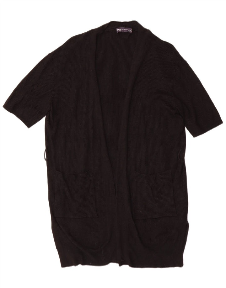 MARKS & SPENCER Womens Short Sleeve Cardigan Sweater UK 14 Medium Black