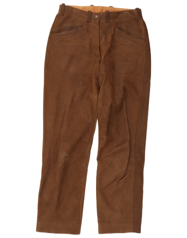 Vintage Womens Straight Suede Trousers EU 38 Medium W30 L29 Brown Leather
