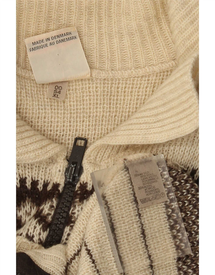 Męski sweter rozpinany Clipper IT 54 XL Off White Fair Isle Wool