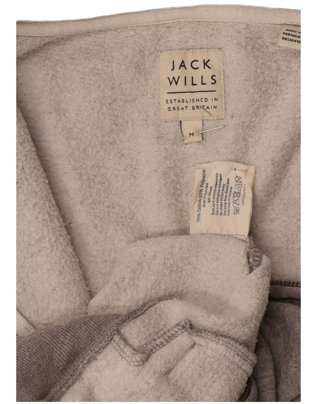 Męski sweter z kapturem i zamkiem Jack Wills, średnioszary, bawełniany w cętki