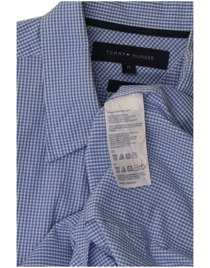 TOMMY HILFIGER Mens Slim Fit Shirt Medium Blue Gingham Cotton