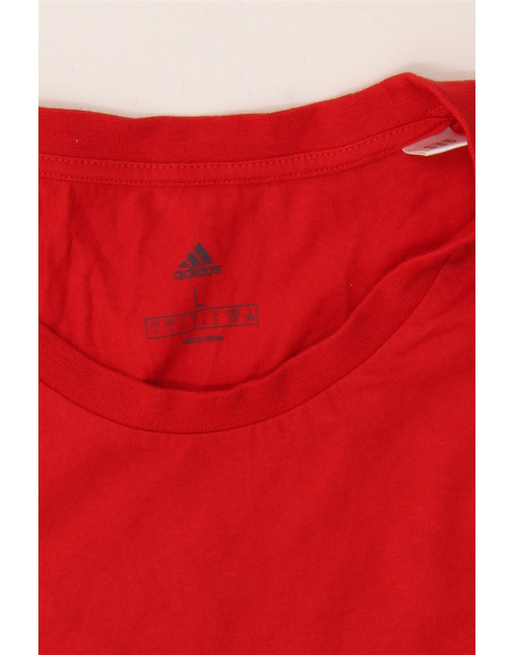 ADIDAS Mens T-Shirt Top Large Red Cotton Vintage Adidas and Second-Hand Adidas from Messina Hembry 