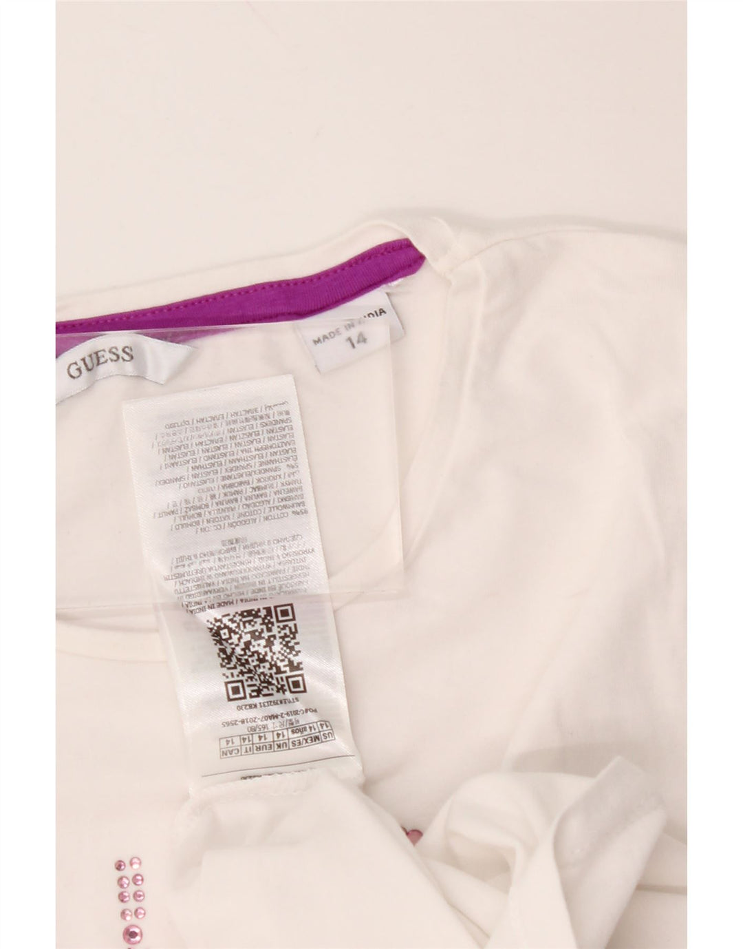 T-shirt dziewczęcy GUESS z grafiką, 13-14 lat, biała bawełna