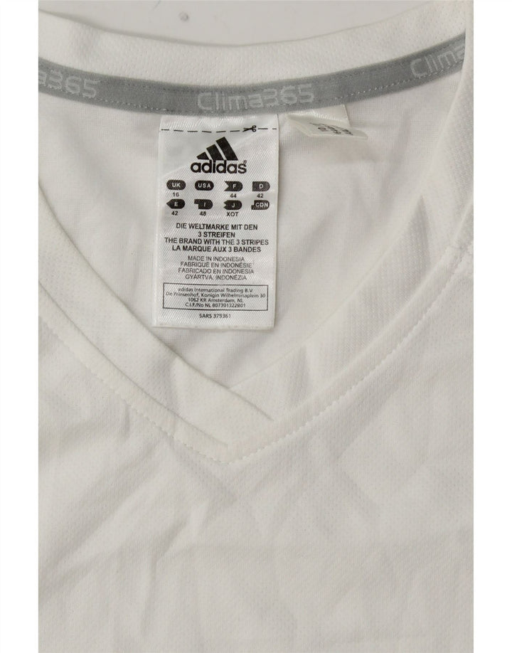 Damska koszulka ADIDAS Clima 365 Top UK 16, duża, biała, z blokami kolorów