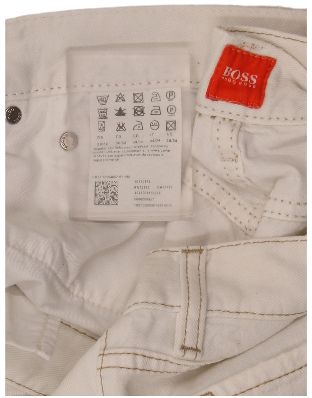 Męskie proste dżinsy Hugo Boss W38 L34 Biała bawełna