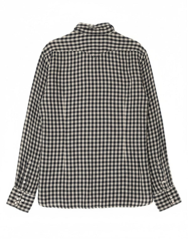 Męska koszula westernowa Stefanel, duża, granatowa, bawełniana w kratkę