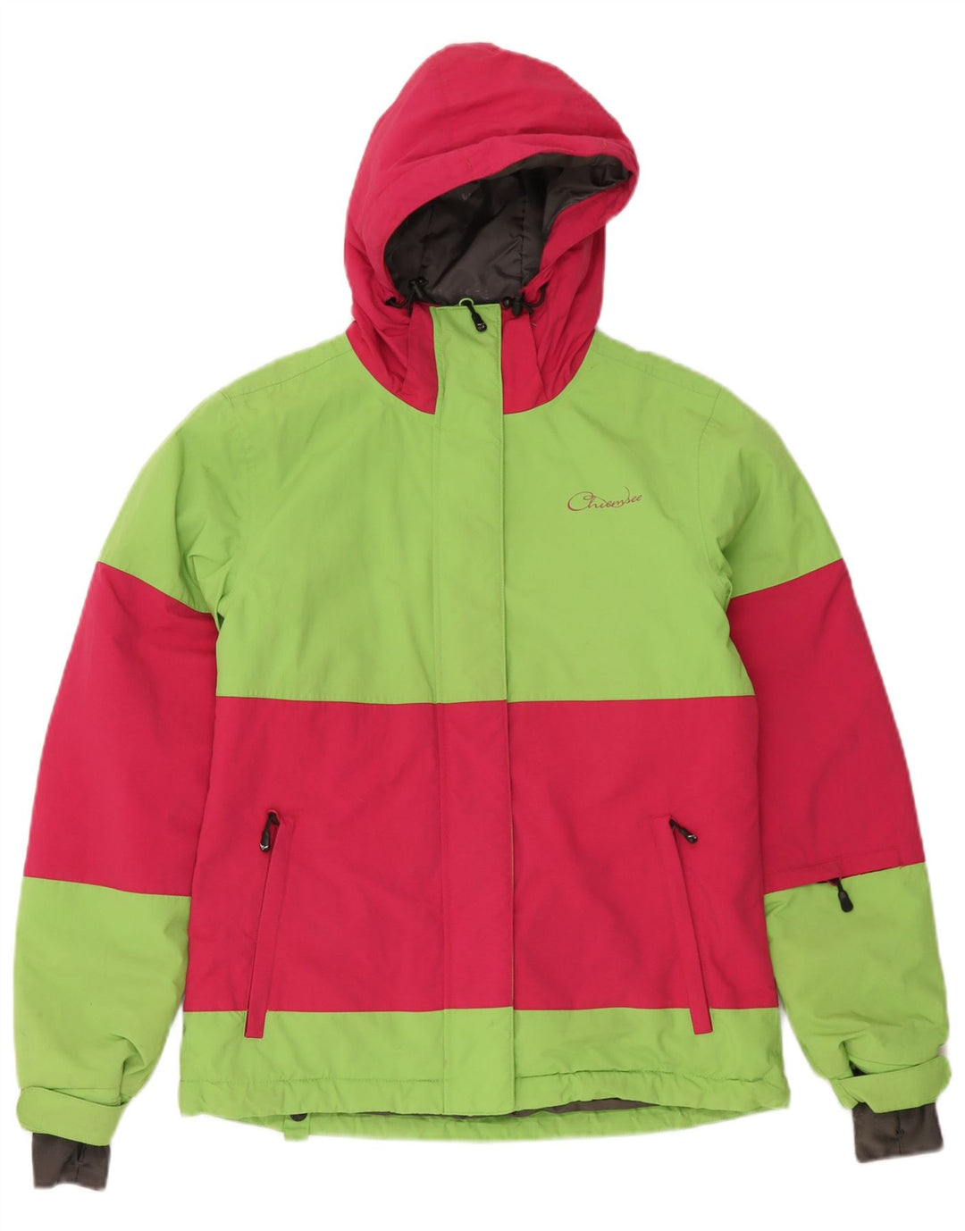 Damska kurtka narciarska z kapturem Chiemsee UK 10 Small Green Colorblock Poliamid