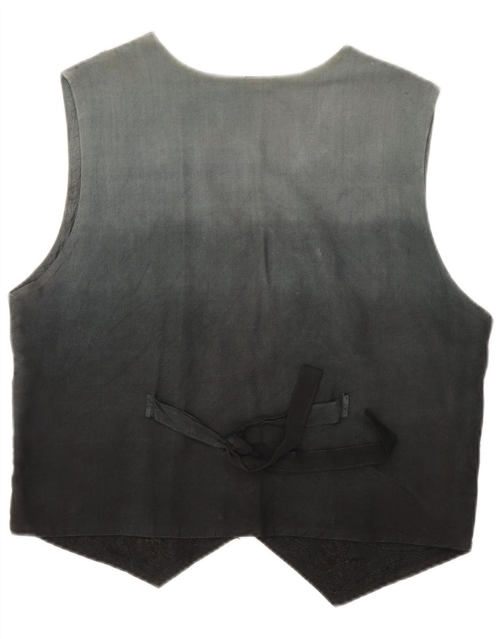 Kamizelka damska VINTAGE UK 16, duża, czarna w kwiaty