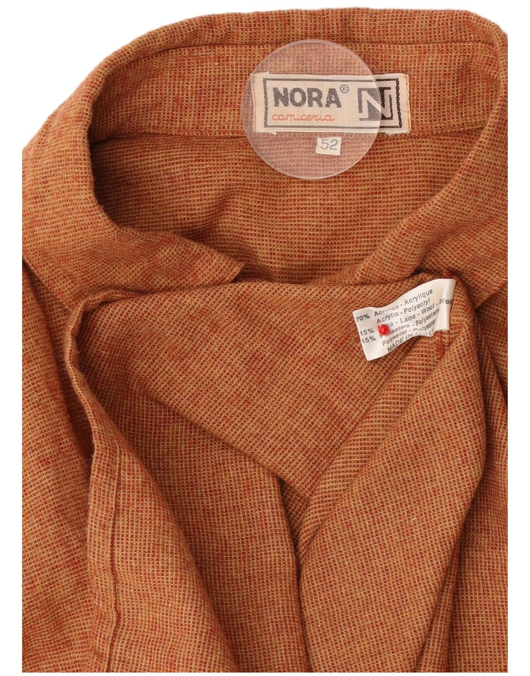 Koszula męska VINTAGE IT 52, duża, brązowa, akrylowa