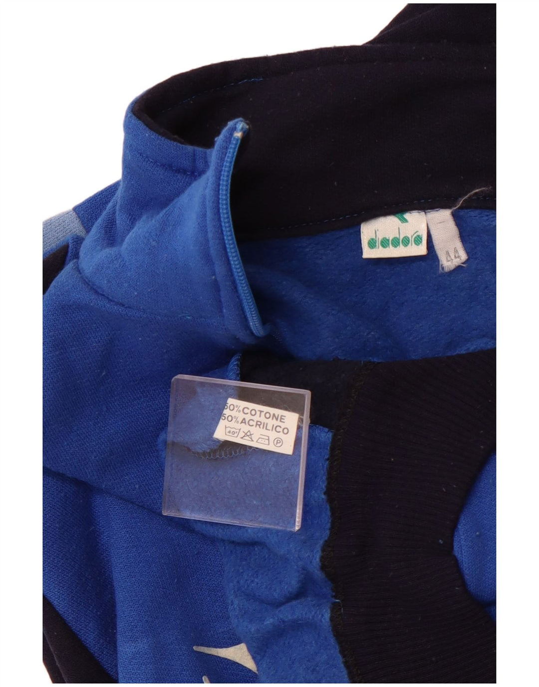 Damska kurtka dresowa DIADORA Italia IT 44 w dużych niebieskich blokach kolorów