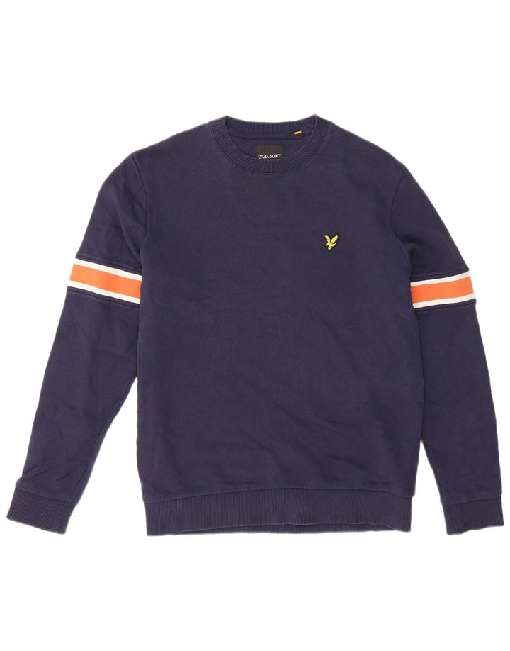 Męska bluza dresowa Lyle & Scott, mała, granatowa, bawełniana w bloki kolorów