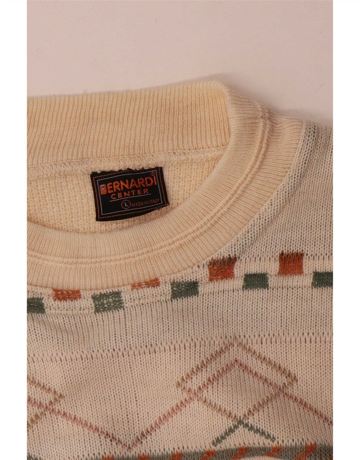 Męski sweter z okrągłym dekoltem Bernardi XL w białe paski
