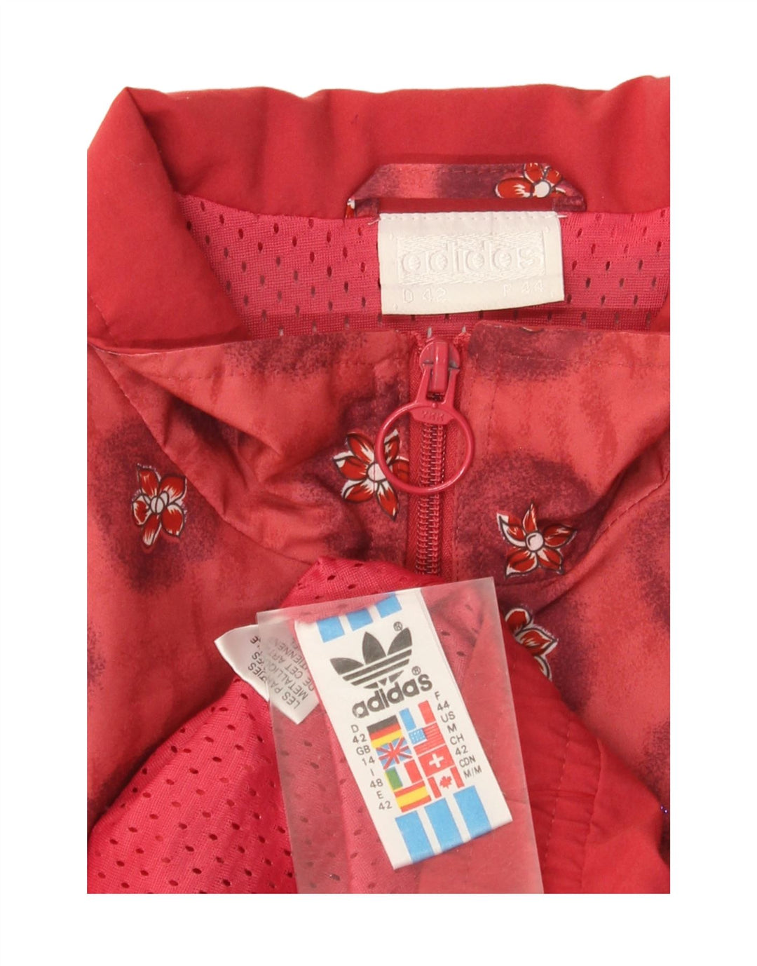 Damska bluza dresowa Adidas Oversized Top Jacket UK 14, duża, czerwona w kwiaty