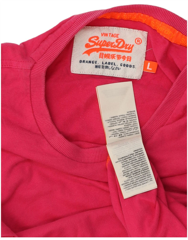 Damski T-shirt Superdry, duży, różowy, bawełniany