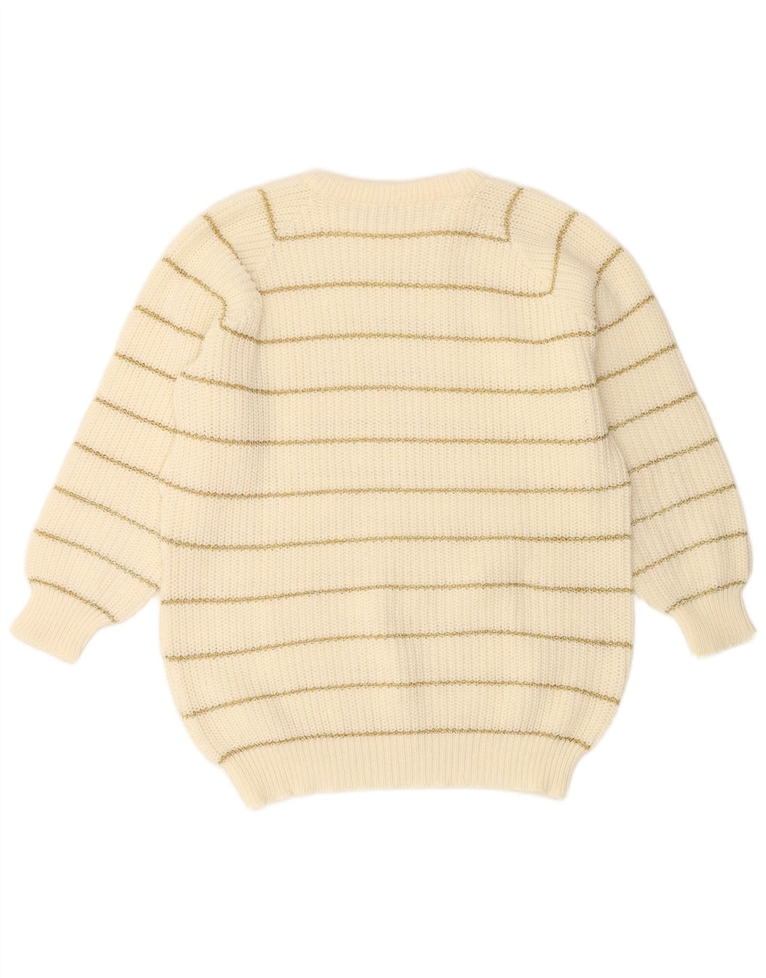 Sweter damski VINTAGE z okrągłym dekoltem UK 14 w średnie białe paski