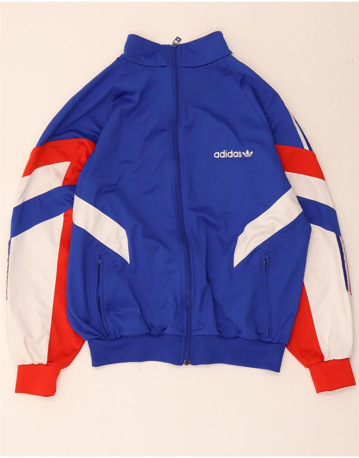 Adidas Męska bluza dresowa, mała, niebieska, poliestrowa z blokami kolorów