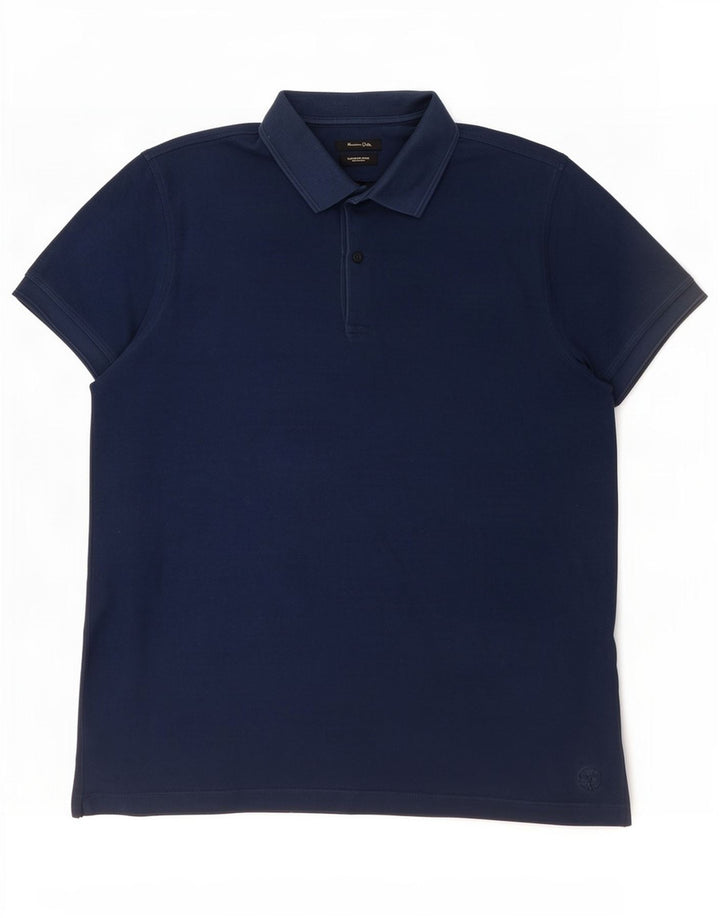 Męska koszulka polo Massimo Dutti, średni granatowy, bawełniany