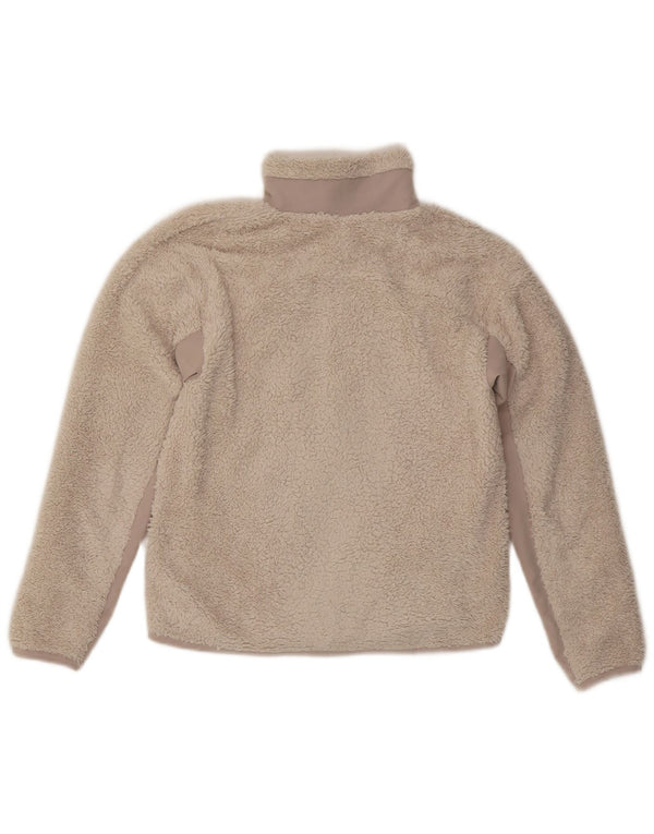 Damska kurtka polarowa oversize NIKE UK 6 XS, beżowy poliester z blokami kolorów