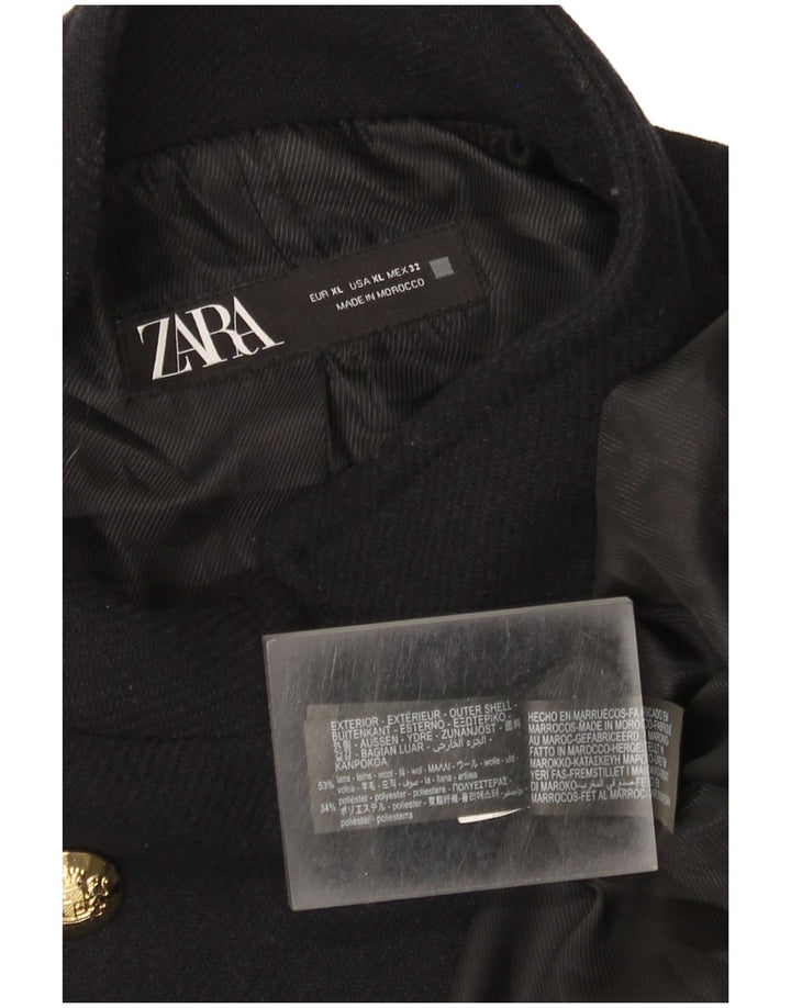 Płaszcz damski Zara Pea Coat UK 18 XL Granatowo-wełniany