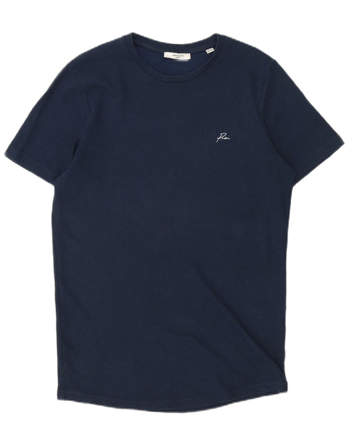 T-shirt męski Jack & Jones, średni, granatowy, bawełniany w cętki