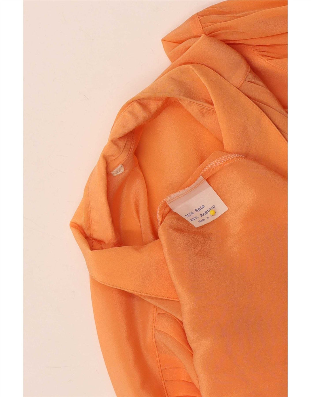 Vintage damska bluzka koszulowa o swobodnym kroju, prześwitująca, EU 40, średnia pomarańcza