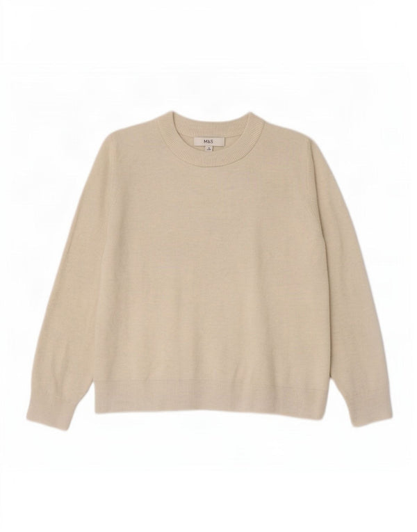 Sweter damski Marks & Spencer z okrągłym dekoltem, UK 14, średni beż
