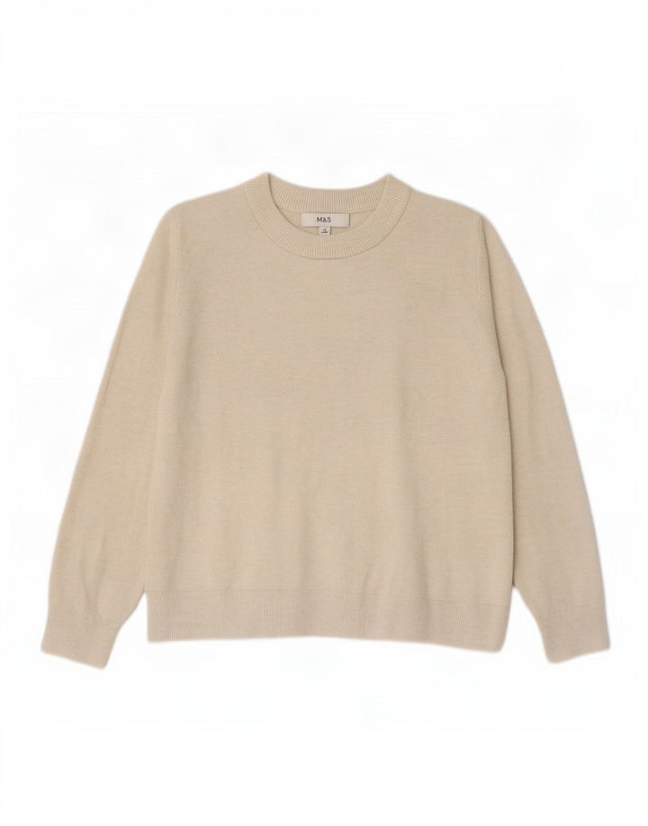Sweter damski Marks & Spencer z okrągłym dekoltem, UK 14, średni beż