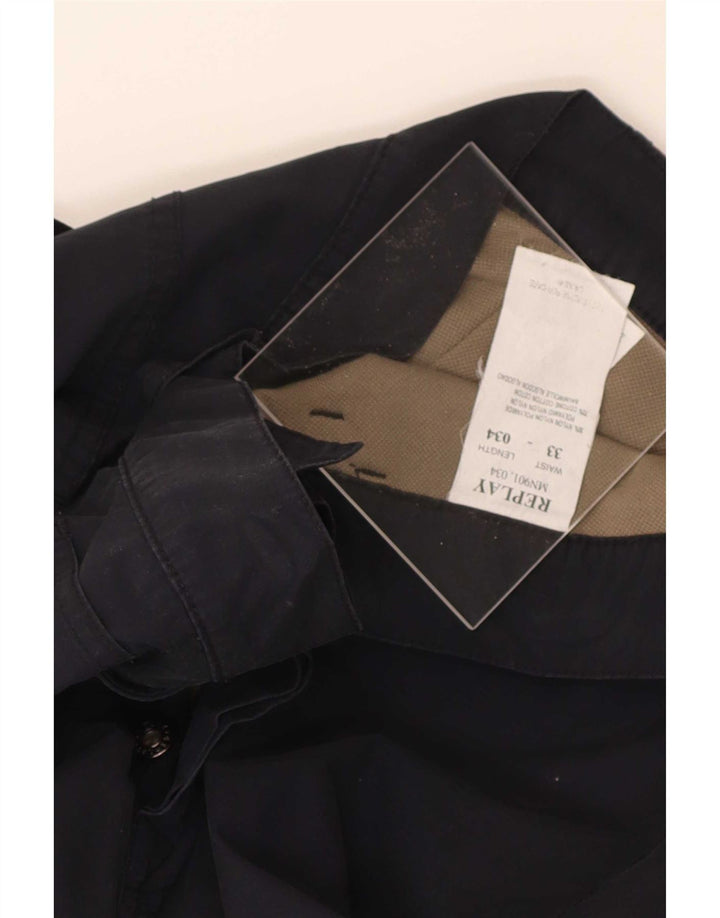 Męskie spodnie typu casual Bootcut Replay W33 L34 Granatowy nylon