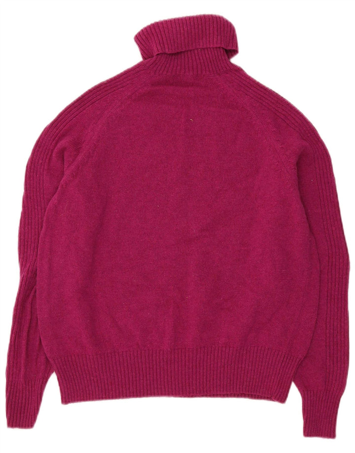 Marks & Spencer Damski sweter z golfem UK 16, duży, różowy, z owczej wełny