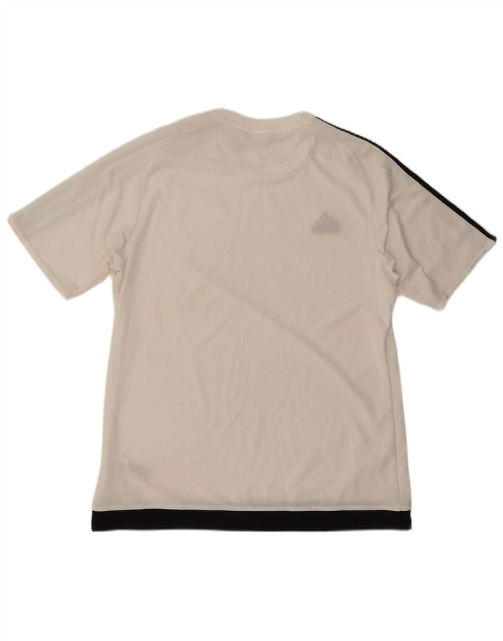 Adidas Męska koszulka Climalite Top, duża, biała, poliestrowa z blokami kolorów