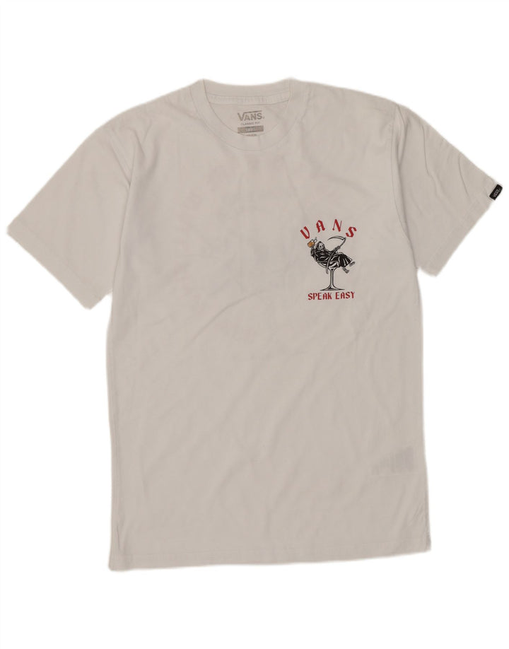 Męski T-shirt z grafiką VANS o klasycznym kroju, mały, biały, bawełniany