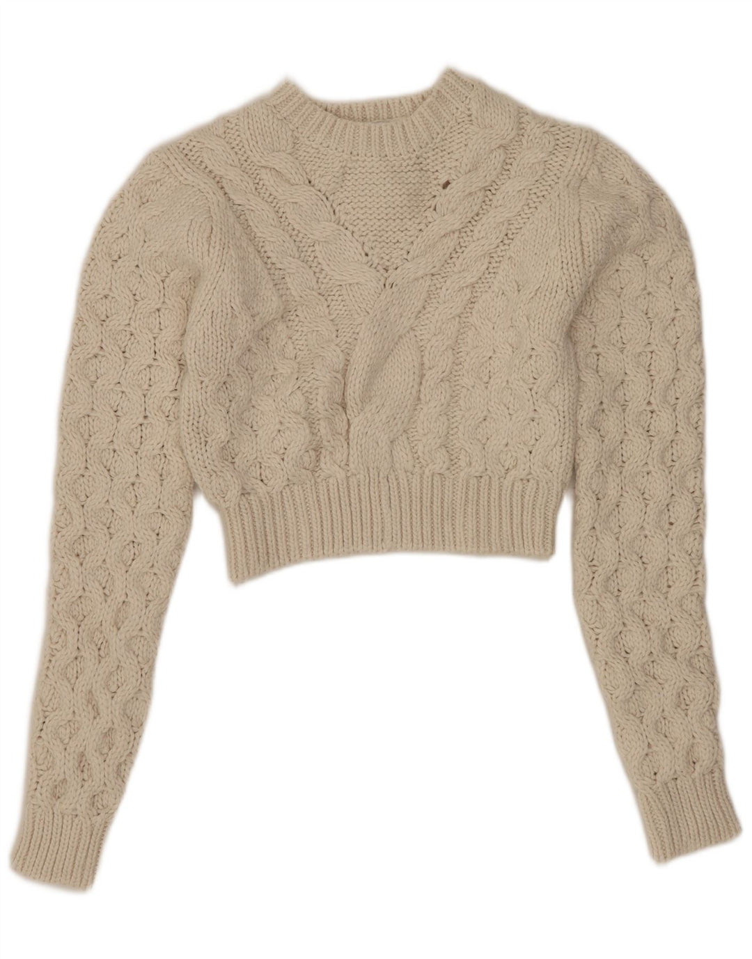 Damski sweter Zara z okrągłym dekoltem, UK 10, mały, biały poliester
