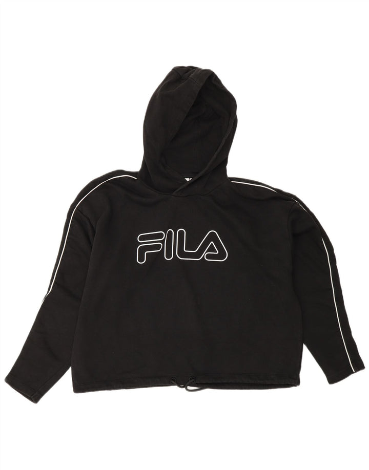 Damska bluza z kapturem Fila Oversized Crop Graphic UK 10 Small Black