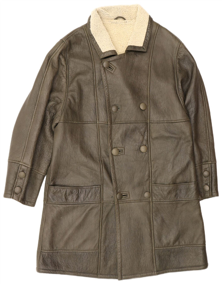 Loringhoven Męski dwurzędowy płaszcz skórzany IT 52 XL Zielony