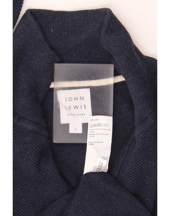 Męski sweter z zamkiem błyskawicznym John Lewis, duży, granatowy, bawełniany
