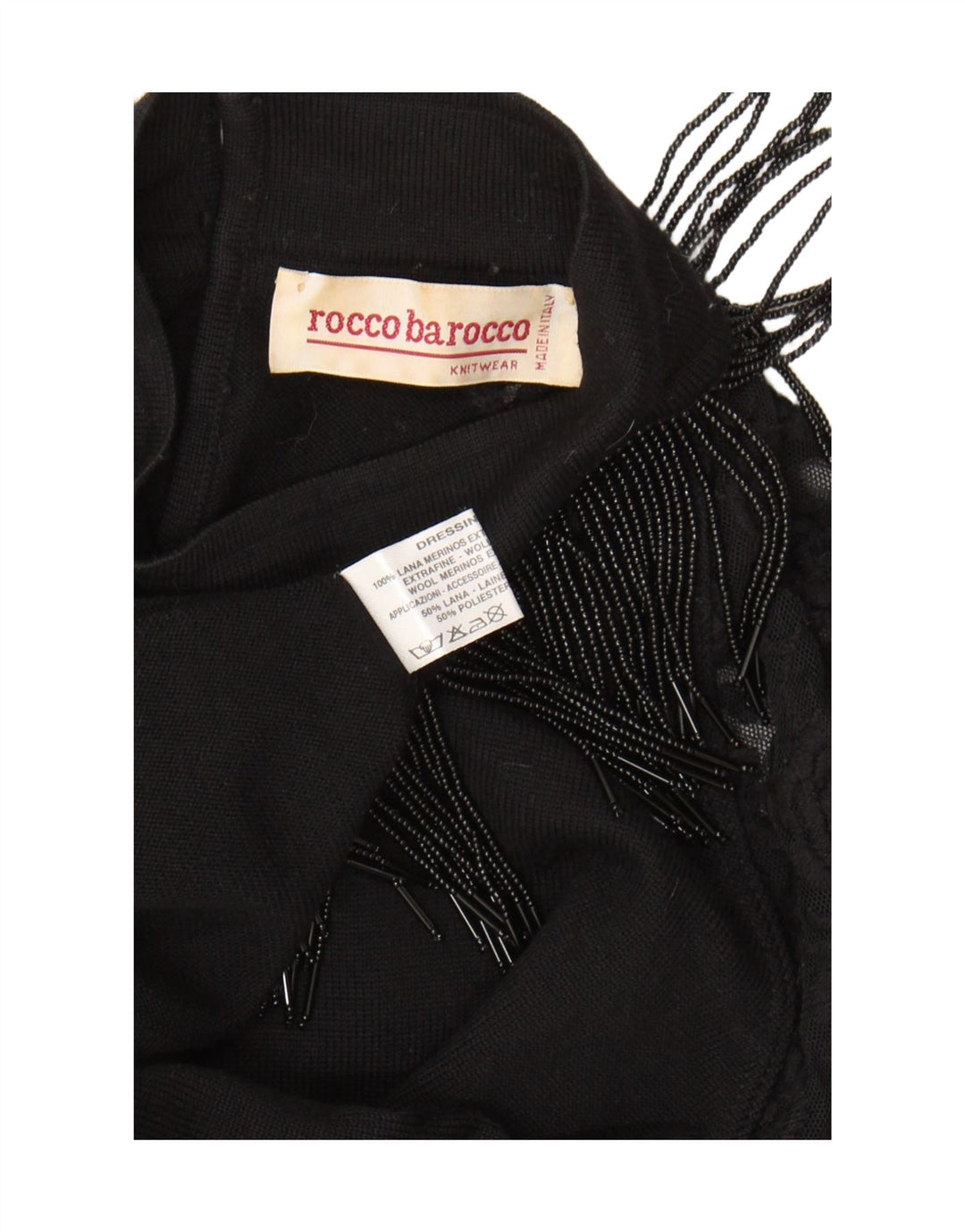 Damski top Roccobarocco z długim rękawem UK 14, średnia czarna wełna Merino