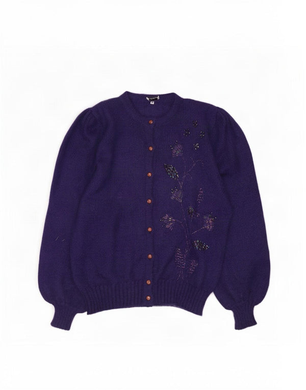 Sweter damski w stylu vintage IT 48 XL Granatowy kwiatowy moher