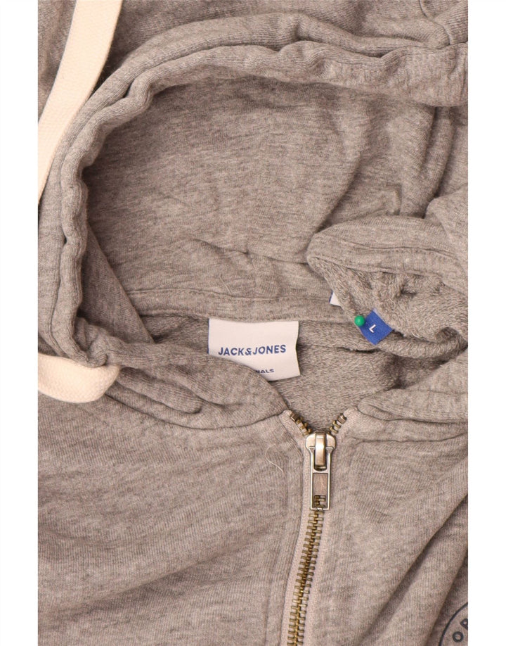 Męski sweter z kapturem i zamkiem Jack & Jones, duży, szary, bawełniany