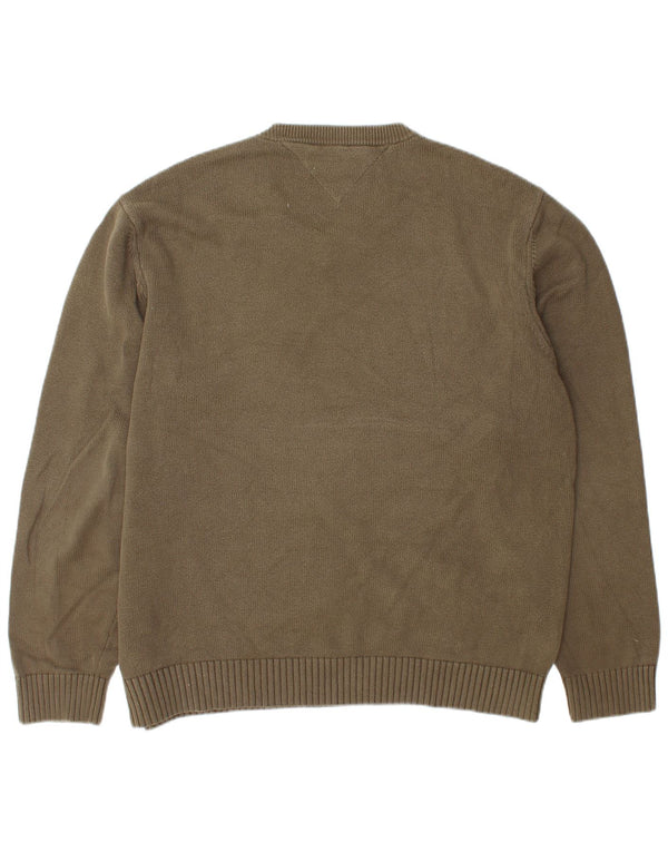 Męski sweter Tommy Hilfiger z dekoltem w kształcie litery V, XL, bawełniany khaki