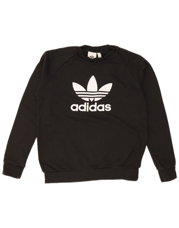 Adidas Męska bluza z grafiką, mała, czarna, bawełniana