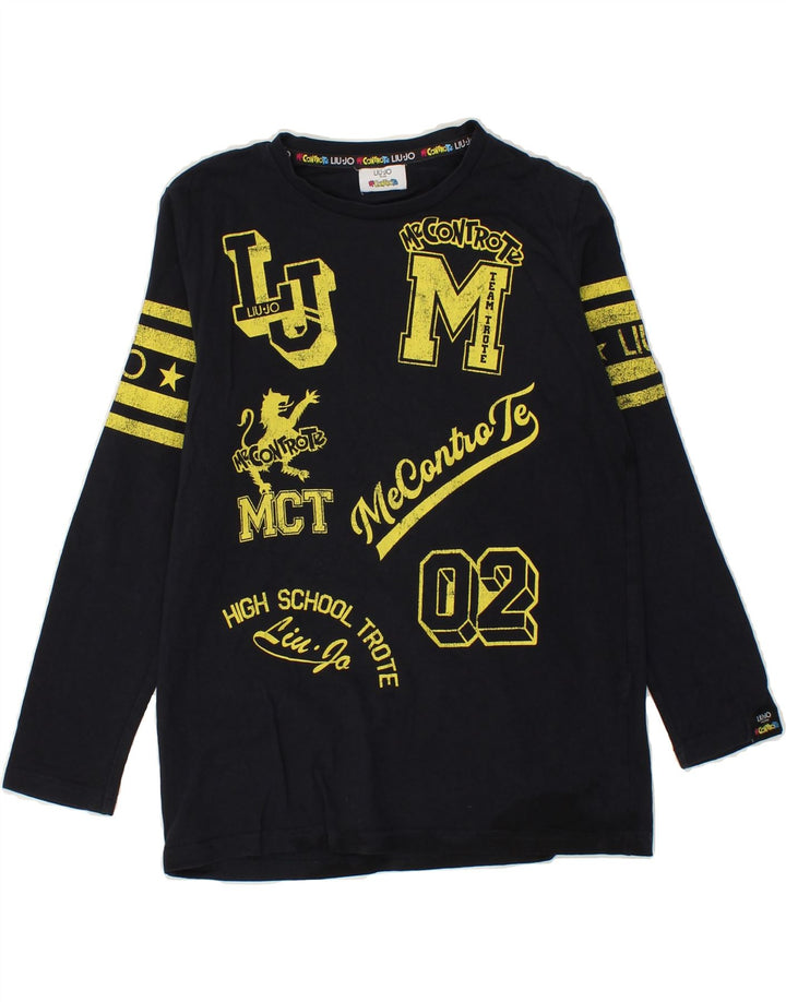 LIU JO Boys Graphic Top Long Sleeve 11-12 Years Black Cotton Vintage Liu Jo and Second-Hand Liu Jo from Messina Hembry 