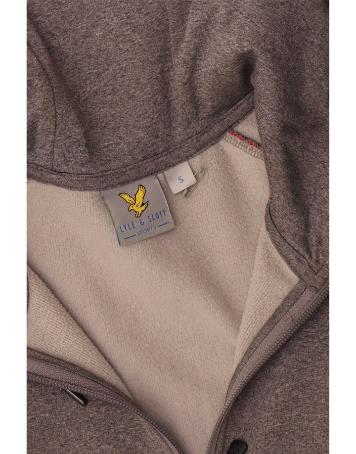 Męski sweter z kapturem i zamkiem Lyle & Scott, mały, szary, z blokami kolorów, poliester