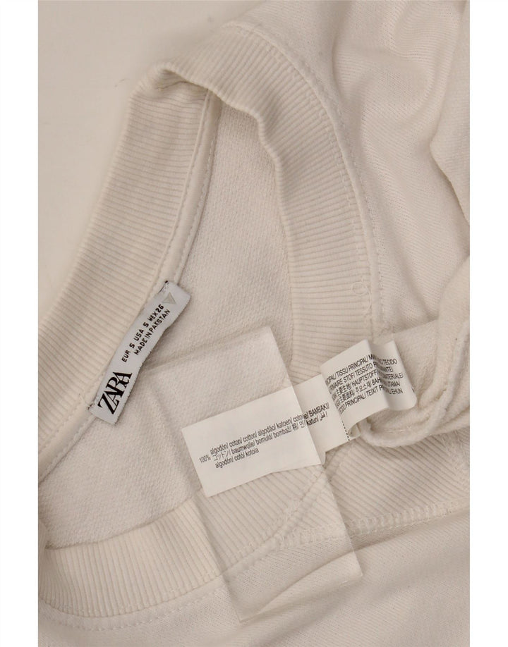 Damski sweter oversize Zara UK 10, mały, biały, bawełniany