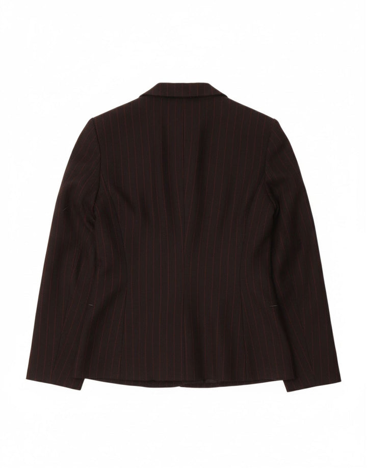 GIANFRANCO FERRE Womens Open Blazer Jacket UK 10 Small Black Pinstripe