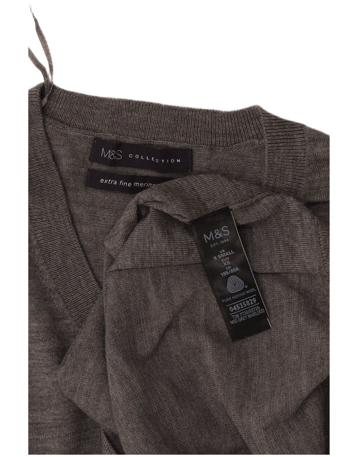 Marks & Spencer Damski sweter oversize z dekoltem w kształcie litery V, UK 6 XS, szary